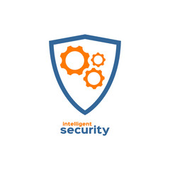 Intelligent security shield silhouette logo