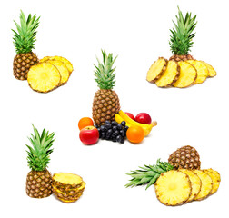 Collection of photos assortment of exotic fruits