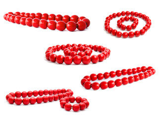 Collection of photos red wooden beads