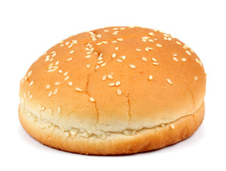 Bun with sesame isolated on white background