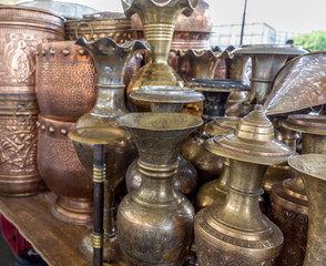 Antique Copper Vases, Pots & Brass Jugs