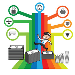 Businessman wealth success jumping