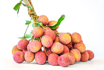 Ripe fruit of the lychee isolated on white background