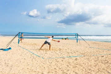 Tableaux ronds sur plexiglas Plage et mer beach tennis sur la plage de Saint-Gilles, Réunion