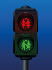 Lesbian Couple Pedestrian Light Traffic