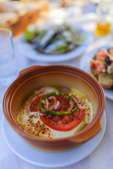 Grilled feta cheese, traditional Greek dish