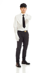 Model isolated with hand shake