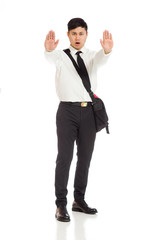 Model isolated stop sign with hand