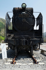Ancient steam locomotive and blue sky in Gumma Japan