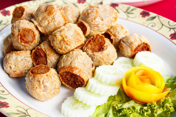 Deep fried crab meat roll cake.