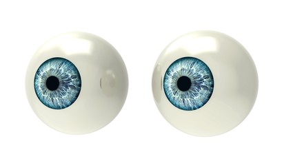 two eyeballs isolated on white