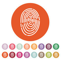 The fingerprint icon. ID symbol. Flat