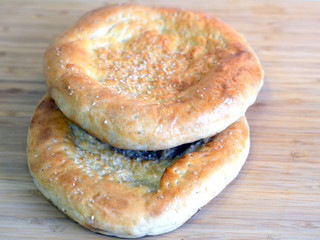 two pieces of eastern bread closeup