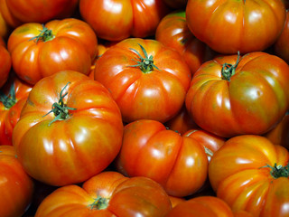 Healthy fresh tomatoes at market