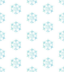 Watercolor Blue white Snowflakes Frozen seamless pattern