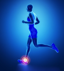 Obraz premium ANkle - running man leg scan in blue
