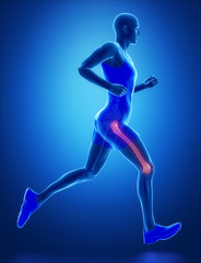 Fototapeta na wymiar FEMUR - running man leg scan in blue
