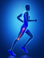 Fototapeta na wymiar FEMUR - running man leg scan in blue