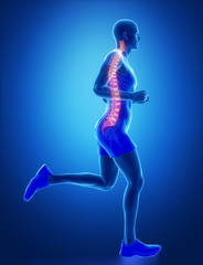 Fototapeta na wymiar SPINE - running man leg scan in blue
