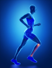 Fototapeta na wymiar TIBIA - running man leg scan in blue