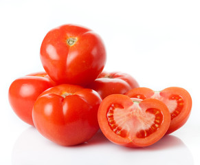 fresh tomatoes isolated on white background