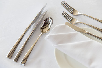 close up of cutlery set on table