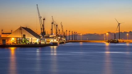 Industrial harbor night scene