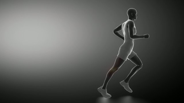 Runnig man focused on knee joint