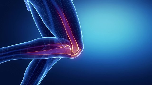 Running man focused on knee bones