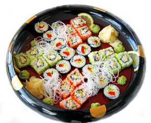Photo of a rolled and sushi