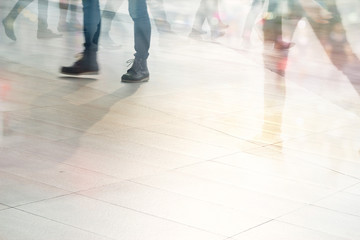 abstract people street walk in the city, pastel and blur concept