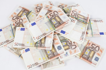 Many fifty euro banknotes