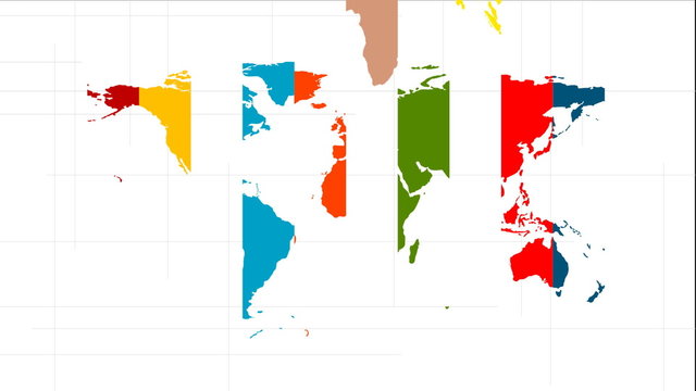 Colorful world map video animation with labels