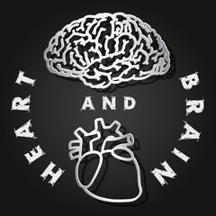 paper cut of  brain and heart