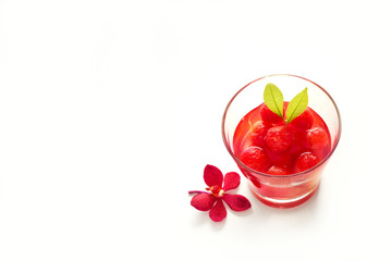 Glass delicious refreshing drink of vibrant watermelon 