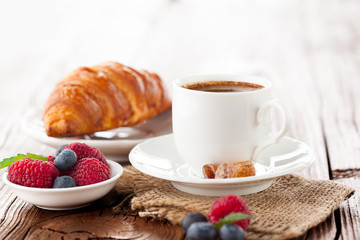 Croissants and coffee for breakfast