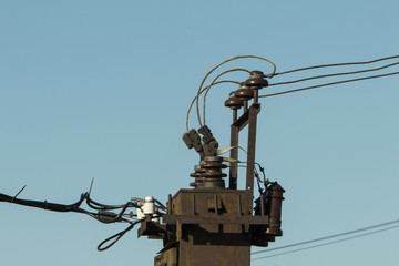 Old electric powerline - Stock image.