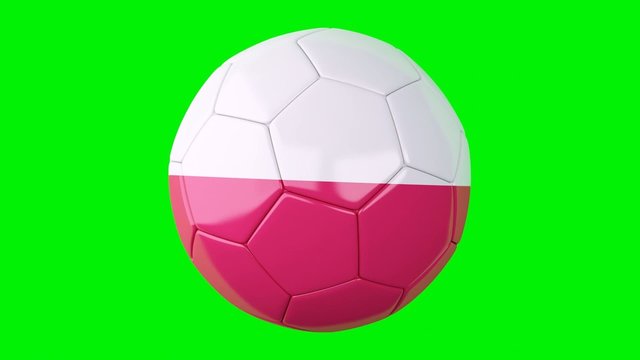 soccer ball with Poland flag on Green screen