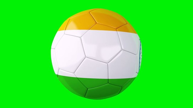 soccer ball with india flag on Green screen