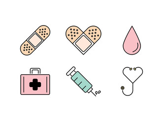 medical healthy pastel icon flat line style vector