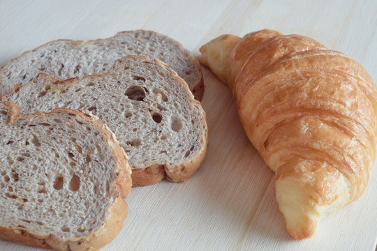Whole wheat bread and croissant