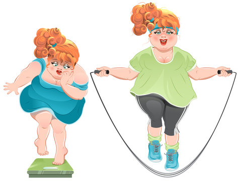 Fat woman skipping rope