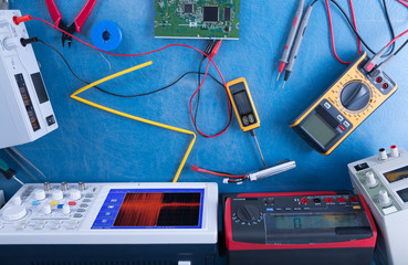 Electronics measuring devices in laboratory