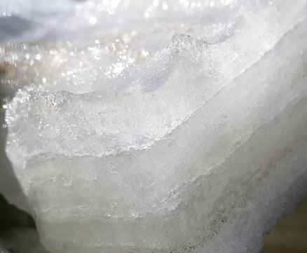 Beautiful white ice photographed close up