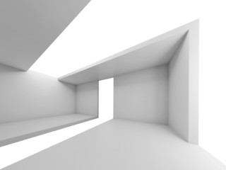 Empty futuristic interior, white background, 3d