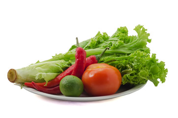 salad with vegetables on white background