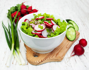Spring salad with cucumbers and radish