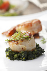 gegrillten Jakobsmuschel mit Garnele