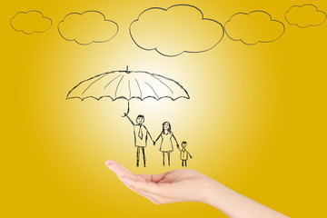 Family life insurance, protecting family, family concepts.