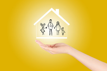 Fototapeta na wymiar Family life insurance, protecting family, family concepts. 